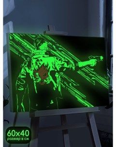 Картина по номерам со светящейся краской игры Cyberpunk 2077 1110 Г 60x40 Бруталити