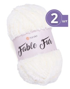 Пряжа для вязания Fable Fur Фейбл Фур 2 мотка цвет 966 молочный меховая Yarnart