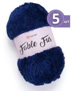 Пряжа для вязания Fable Fur Фейбл Фур 5 мотков цвет 987 темно синий меховая Yarnart