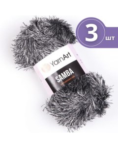 Пряжа для вязания Samba ЯрнАрт Самба 3 мотка 64 белый черный травка Yarnart