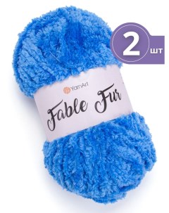 Пряжа для вязания Fable Fur Фейбл Фур 2 мотка цвет 974 голубой меховая Yarnart