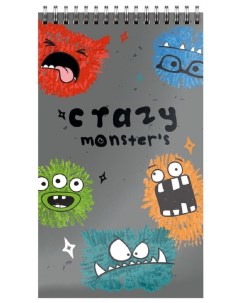 Блокнот 40л А7 Crazy Monsters клетка спираль мелованный картон Schoolformat