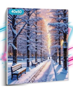 Алмазная мозаика Зимний пейзаж TT220 Холст на подрамнике 40х50 см Tt