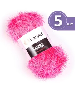 Пряжа для вязания Samba ЯрнАрт Самба 5 мотков 08 розовый неон травка Yarnart