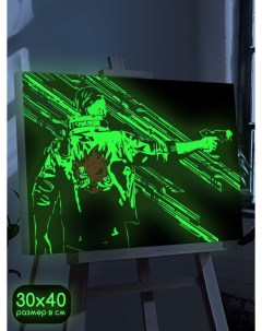 Картина по номерам со светящейся краской игры Cyberpunk 2077 1110 Г 30x40 Бруталити