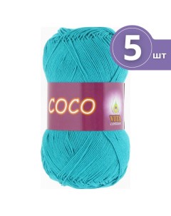 Пряжа хлопковая Cotton Coco Вита Коко 5 мотков 4315 темно зеленая бирюза Vita