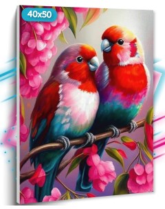 Алмазная мозаика Красочные попугаи 048 Холст на подрамнике 40х50 см Tt