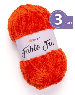 Пряжа для вязания Fable Fur Фейбл Фур 3 мотка цвет 980 оранжевый меховая Yarnart