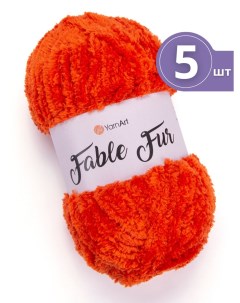 Пряжа для вязания Fable Fur Фейбл Фур 5 мотков цвет 980 оранжевый меховая Yarnart