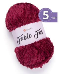 Пряжа для вязания Fable Fur Фейбл Фур 5 мотков цвет 981 вишня меховая Yarnart
