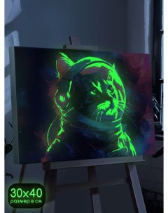 Картина по номерам со светящейся краской кот космонавт 1107 Г 30x40 Бруталити