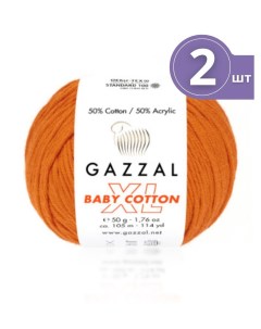 Пряжа Baby Cotton XL Беби Коттон XL 2 мотка Цвет 3419 Оранжевый 50 г 105м Gazzal