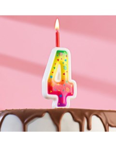 Свеча для торта Цветное пламя 12 3 см цифра 4 Омский свечной
