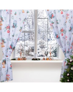 Классическая штора Christmas wreaths 145x180 см белый 7072273 Этель