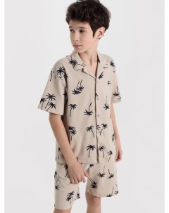 Рубашка для мальчиков бежево серая с пальмами Mark formelle