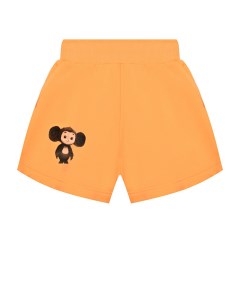 Юбка шорты с принтом Чебурашки оранжевая детская Dan maralex