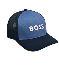 Бейсболка с белым логотипом синяя Boss