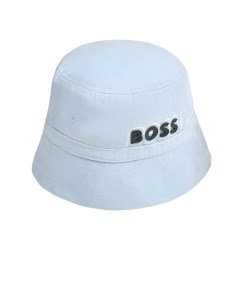 Панама с черным логотипом голубая Boss