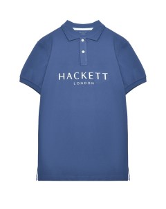 Футболка поло лого на груди синяя Hackett london