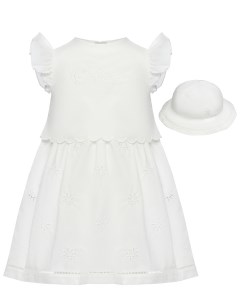 Комплект платье панама вышивка звезд белый Chloe