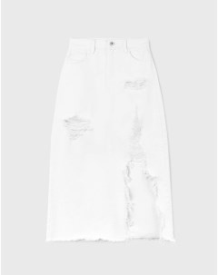Белая юбка миди с рваным дизайном и бахромой Gloria jeans