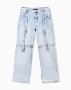 Джинсы Baggy с ремешками и молнией Gloria jeans