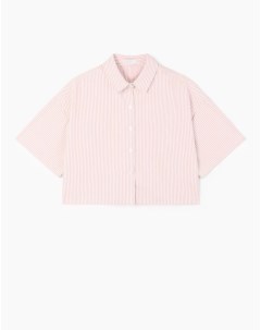 Розовая укороченная рубашка в полоску Gloria jeans