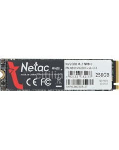 SSD накопитель NV2000 NT01NV2000 256 E4X 256ГБ M 2 2280 PCIe 3 0 x4 NVMe M 2 Netac