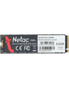 SSD накопитель NV2000 NT01NV2000 512 E4X 512ГБ M 2 2280 PCIe 3 0 x4 NVMe M 2 Netac