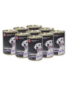 Полнорационный консервированный влажный корм для собак всех пород Индейка с черникой 400 г упаковка  Landor