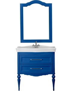 Мебель для ванной Эстетика 80 синяя подвесная ручки хром раковина Модерн Valenhouse