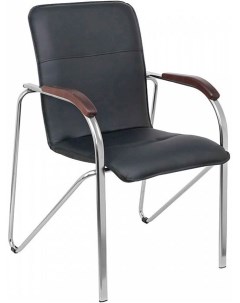 Кресло модель Самба КС 1 арт РМК 000 457 кож зам черный локти дерево темное King style