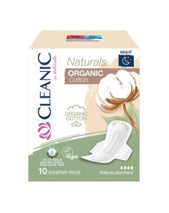 Прокладки Naturals Organic Cotton Ночные 10шт Cleanic