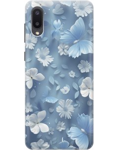 Силиконовый чехол на Samsung Galaxy A02 с принтом Голубые бабочки Gosso cases