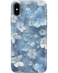 Силиконовый чехол на Apple iPhone Xs X с принтом Голубые бабочки Gosso cases
