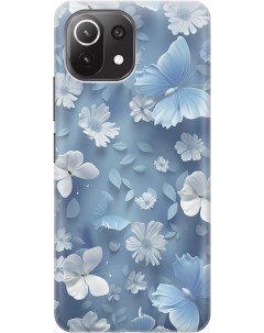 Силиконовый чехол на Xiaomi Mi 11 Lite 11 Lite 5G с принтом Голубые бабочки Gosso cases