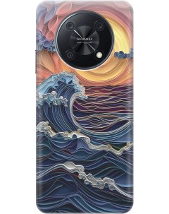 Силиконовый чехол на Huawei nova Y90 с принтом Волны на закате Gosso cases