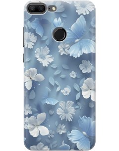 Силиконовый чехол на Honor 9 Lite с принтом Голубые бабочки Gosso cases
