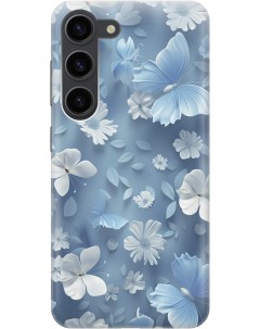 Силиконовый чехол на Samsung Galaxy S23 с принтом Голубые бабочки Gosso cases