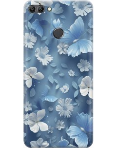 Силиконовый чехол на Huawei Y9 2018 с принтом Голубые бабочки Gosso cases