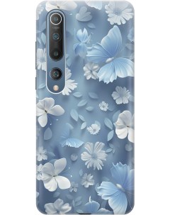 Силиконовый чехол на Xiaomi Mi 10 с принтом Голубые бабочки Gosso cases