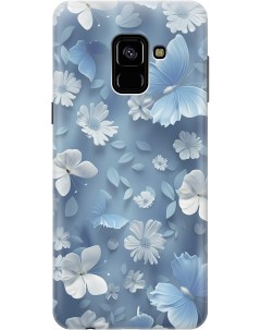 Силиконовый чехол на Samsung Galaxy A8 2018 с принтом Голубые бабочки Gosso cases