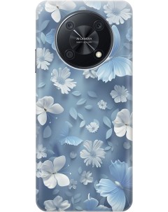 Силиконовый чехол на Huawei nova Y90 с принтом Голубые бабочки Gosso cases
