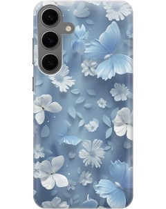 Силиконовый чехол на Samsung Galaxy S24 с принтом Голубые бабочки Gosso cases