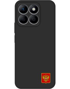 Силиконовый чехол на Honor X8b с принтом Герб России матовый черный Gosso cases