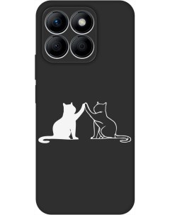 Силиконовый чехол на Honor X8b с принтом Кошки матовый черный Gosso cases