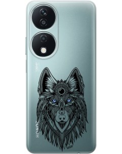 Силиконовый чехол на Honor X7b с принтом Голубоглазый волк прозрачный Gosso cases