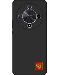 Силиконовый чехол на Honor X9b X50 с принтом Герб России матовый черный Gosso cases