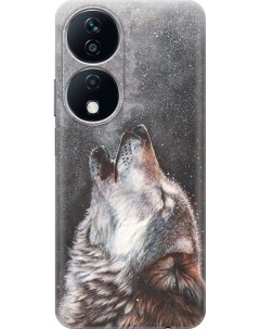 Силиконовый чехол на Honor X7b с принтом Морозный волк Gosso cases