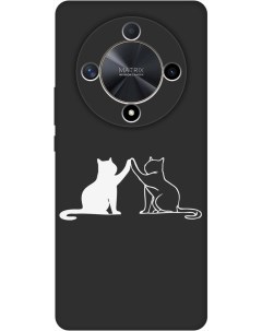 Силиконовый чехол на Honor X9b X50 с принтом Кошки матовый черный Gosso cases